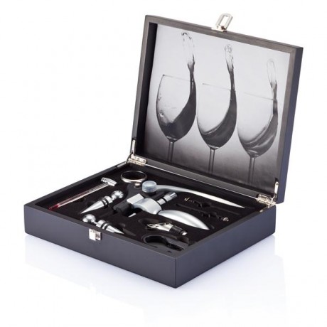 Coffret bois 9 pièces avec tire-bouchon