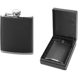 Flasque gainage cuir en coffret cadeau