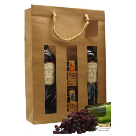 sac kraft 3 bouteilles avec fenêtre