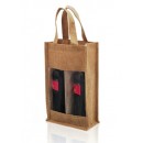 Sac toile de jute pour 2 bouteilles